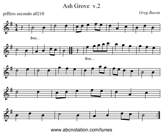 Ash Grove  v.2 - staff notation