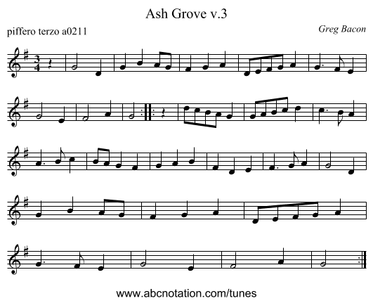 Ash Grove v.3 - staff notation