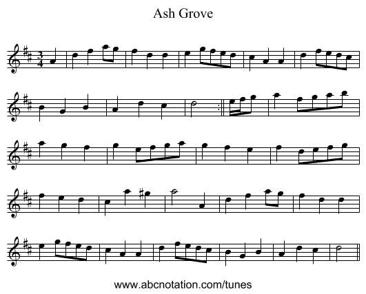 Ash Grove - staff notation
