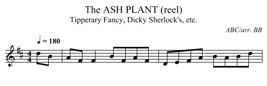 ASH PLANT (reel), The - staff notation