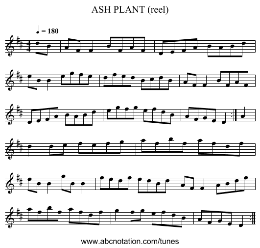 ASH PLANT (reel) - staff notation