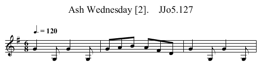 Ash Wednesday [2].    JJo5.127 - staff notation