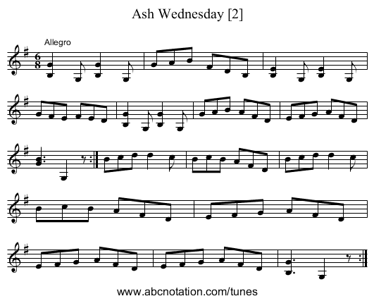 Ash Wednesday [2] - staff notation