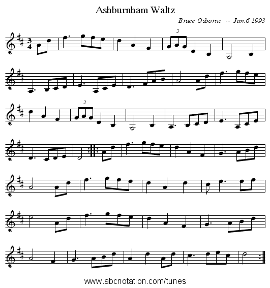 Ashburnham Waltz - staff notation