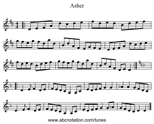 Asher - staff notation