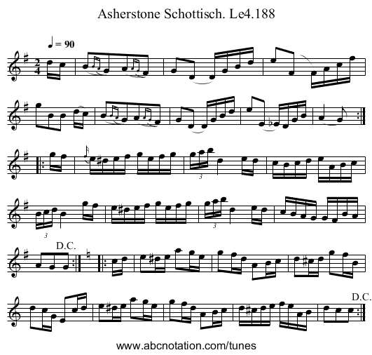 Asherstone Schottisch. Le4.188 - staff notation