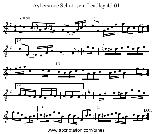 Asherstone Schottisch. Leadley 4d.01 - staff notation