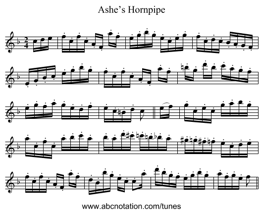 Ashe’s Hornpipe - staff notation