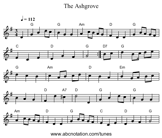Ashgrove, The - staff notation