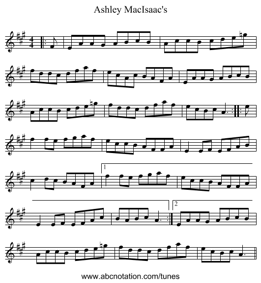 Ashley MacIsaac's - staff notation