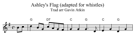 Ashley's Flag (adapted for whistles) - staff notation