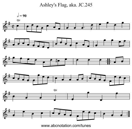 Ashley's Flag, aka. JC.245 - staff notation