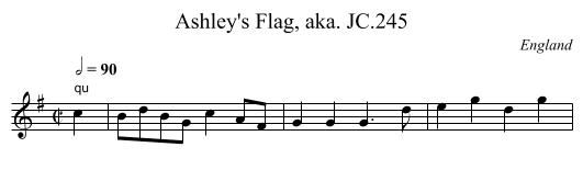 Ashley's Flag, aka. JC.245 - staff notation