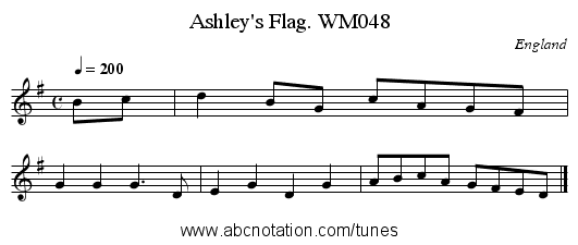 Ashley's Flag. WM048 - staff notation