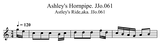 Ashley's Hornpipe. JJo.061 - staff notation