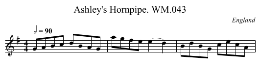 Ashley's Hornpipe. WM.043 - staff notation