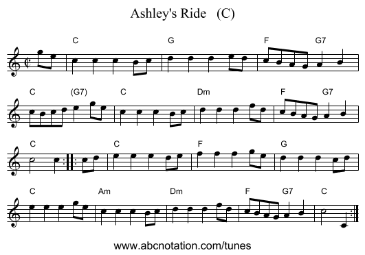 Ashley's Ride   (C) - staff notation