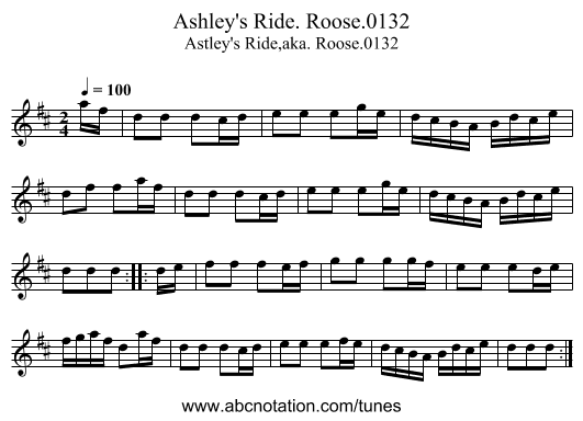Ashley's Ride. Roose.0132 - staff notation