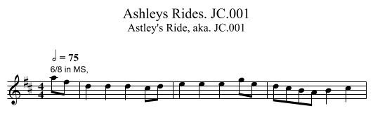 Ashleys Rides. JC.001 - staff notation
