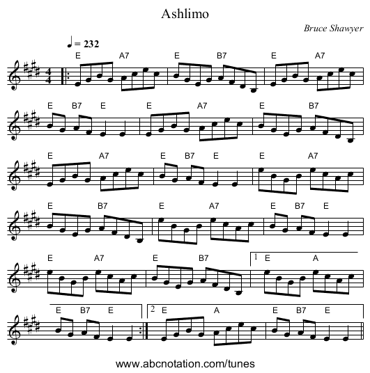 Ashlimo - staff notation