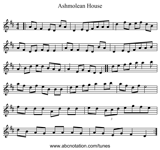 Ashmolean House - staff notation