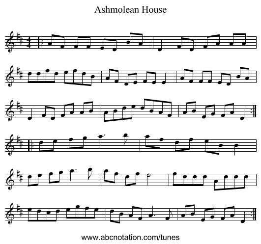 Ashmolean House - staff notation