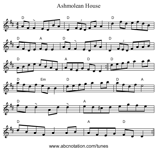 Ashmolean House - staff notation