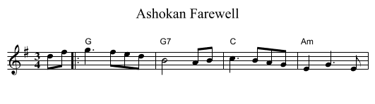 Ashokan Farewell - staff notation