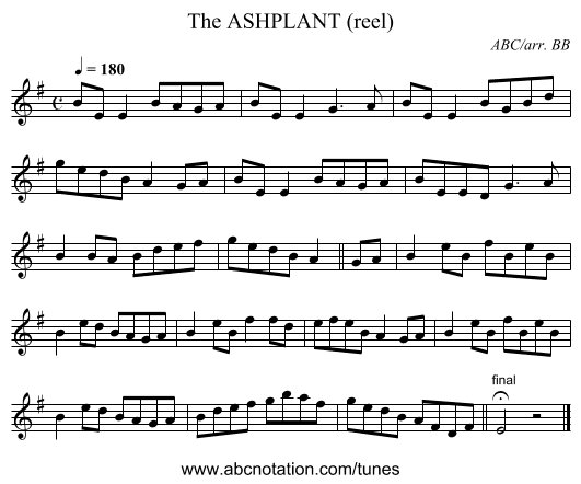 ASHPLANT (reel), The - staff notation