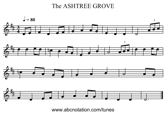 ASHTREE GROVE, The - staff notation