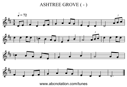 ASHTREE GROVE ( - ) - staff notation