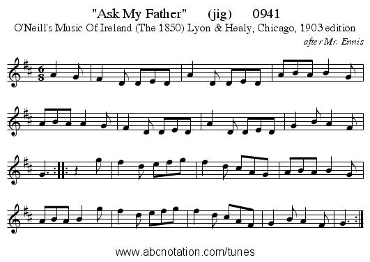 Ask My Father      (jig)      0941 - staff notation