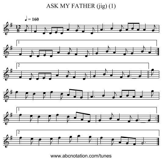 ASK MY FATHER (jig) (1) - staff notation