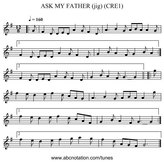 ASK MY FATHER (jig) (CRE1) - staff notation