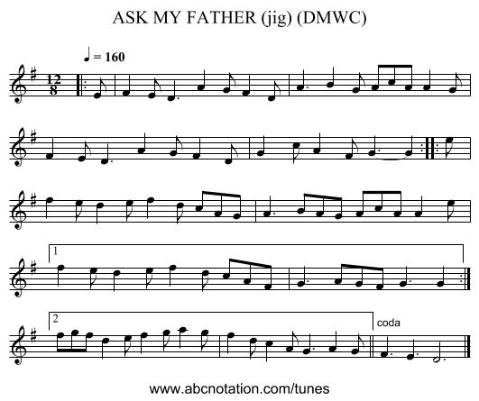 ASK MY FATHER (jig) (DMWC) - staff notation