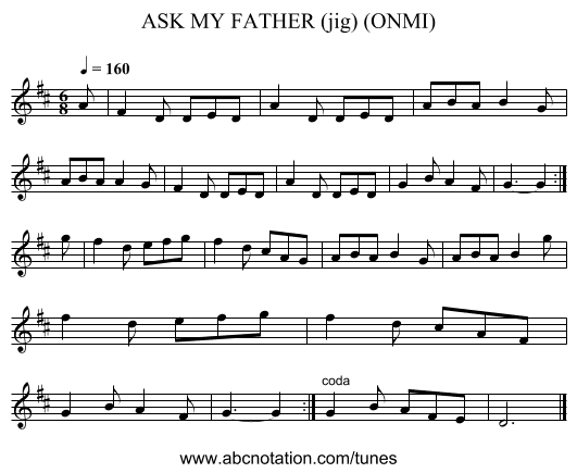 ASK MY FATHER (jig) (ONMI) - staff notation