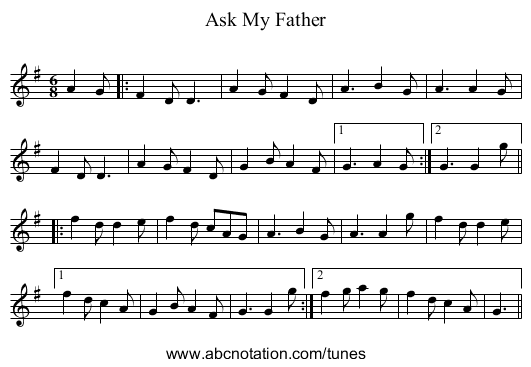 Ask My Father - staff notation