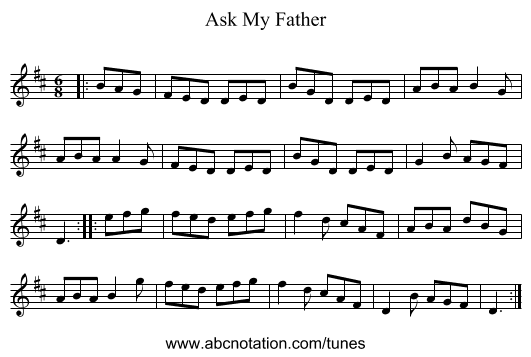 Ask My Father - staff notation