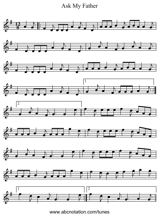 Ask My Father - staff notation