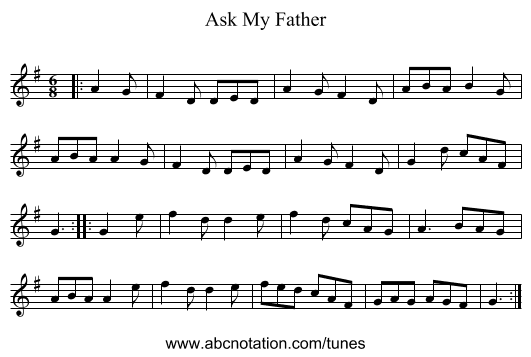 Ask My Father - staff notation