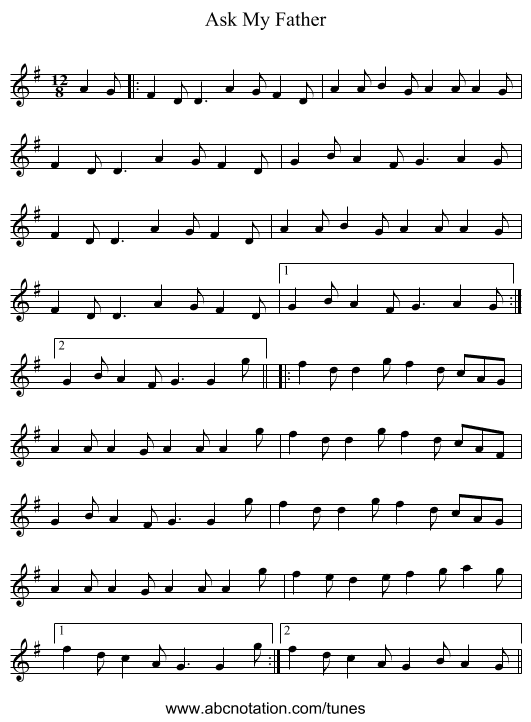 Ask My Father - staff notation