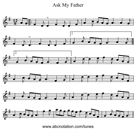 Ask My Father - staff notation