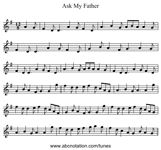 Ask My Father - staff notation