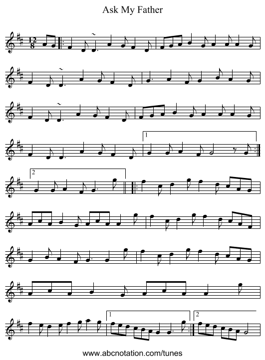 Ask My Father - staff notation