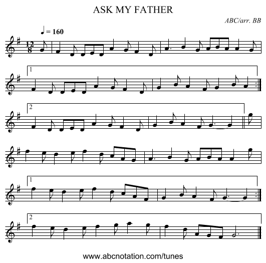 ASK MY FATHER - staff notation