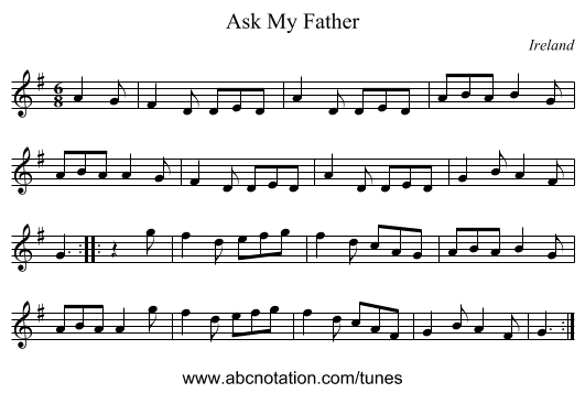 Ask My Father - staff notation