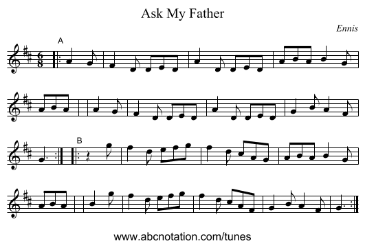 Ask My Father - staff notation