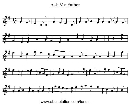 Ask My Father - staff notation