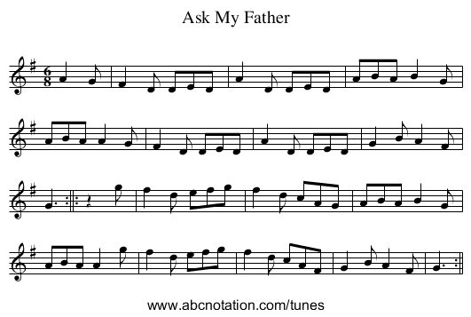 Ask My Father - staff notation