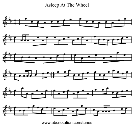 Asleep At The Wheel - staff notation